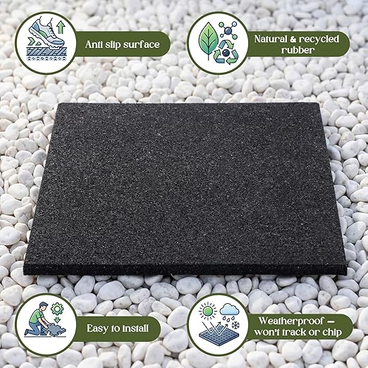 Nuanchu 8 Pcs 12 x 12 Inch Rubber Stepping Stones Outdoor Garden Walkway Non-Slip Durable Rubber Pavers for Patio, Pathway, and Landscaping, Weatherproof Stepping Stones for Easy Installation(Square)