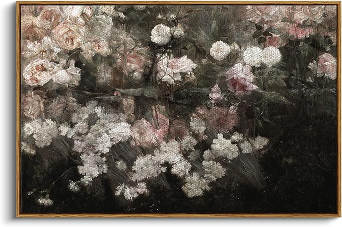 InSimSea Framed Canvas Wall Art Vintage Decor, Home Decor Garden in May Flower Aesthetic, Large Prints Artwork, Rustic Wall Decoration for Bedroom Living Room Bathroom, 24"x36"