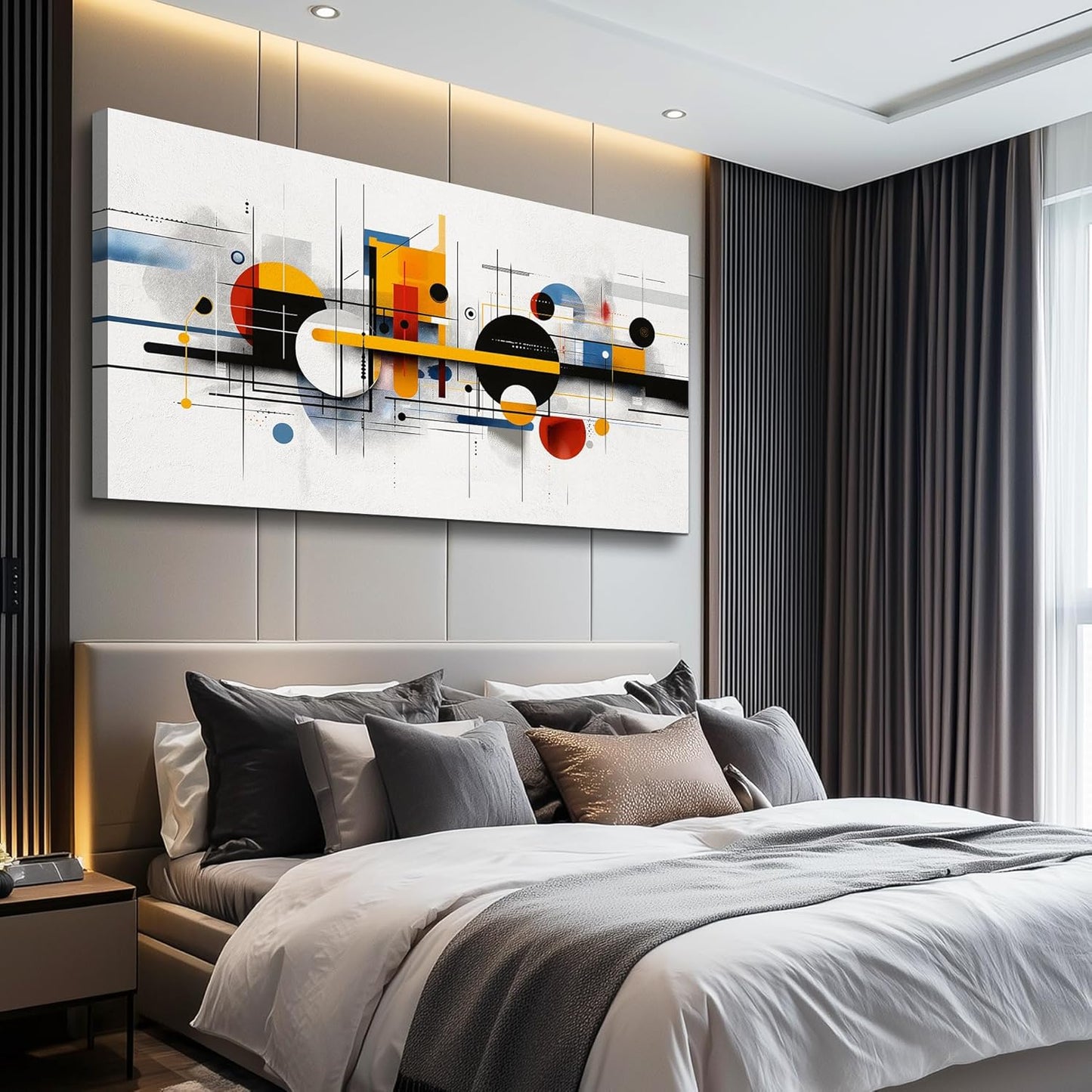 Large Wall Decor for Living Room Canvas Wall Art for Office Wall Decorations for Bedroom Color Line Painting Artwork Room Home Decor 24x48 in