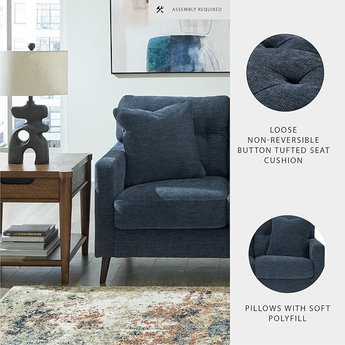Signature Design by Ashley Bixler Classic Tufted Loveseat with Removable Cushions, Blue