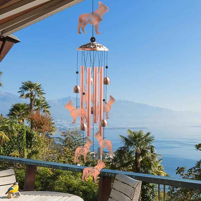 Bulldog for Women,Bulldog Wind Chimes Outdoor,Birthday Gifts for Men/Mom/Grandma Metal WindChimes Outside/Indoors, Lawn, Patio, Garden Decor, Yard Decorations