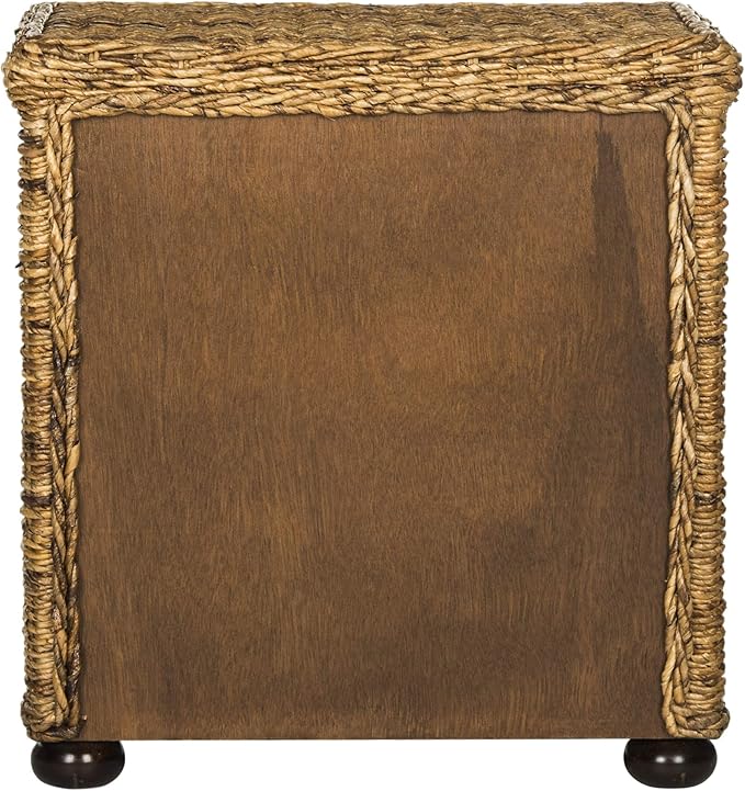 SAFAVIEH Home Collection Magi Tropical Natural Brown Rattan Solid Wood 1-Drawer Nightstand Table, Fully Assembled (SEA8001A)