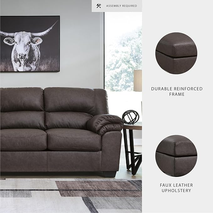 Signature Design by Ashley WalkerPoint Contemporary Sofa with Removable Cushion, Dark Brown