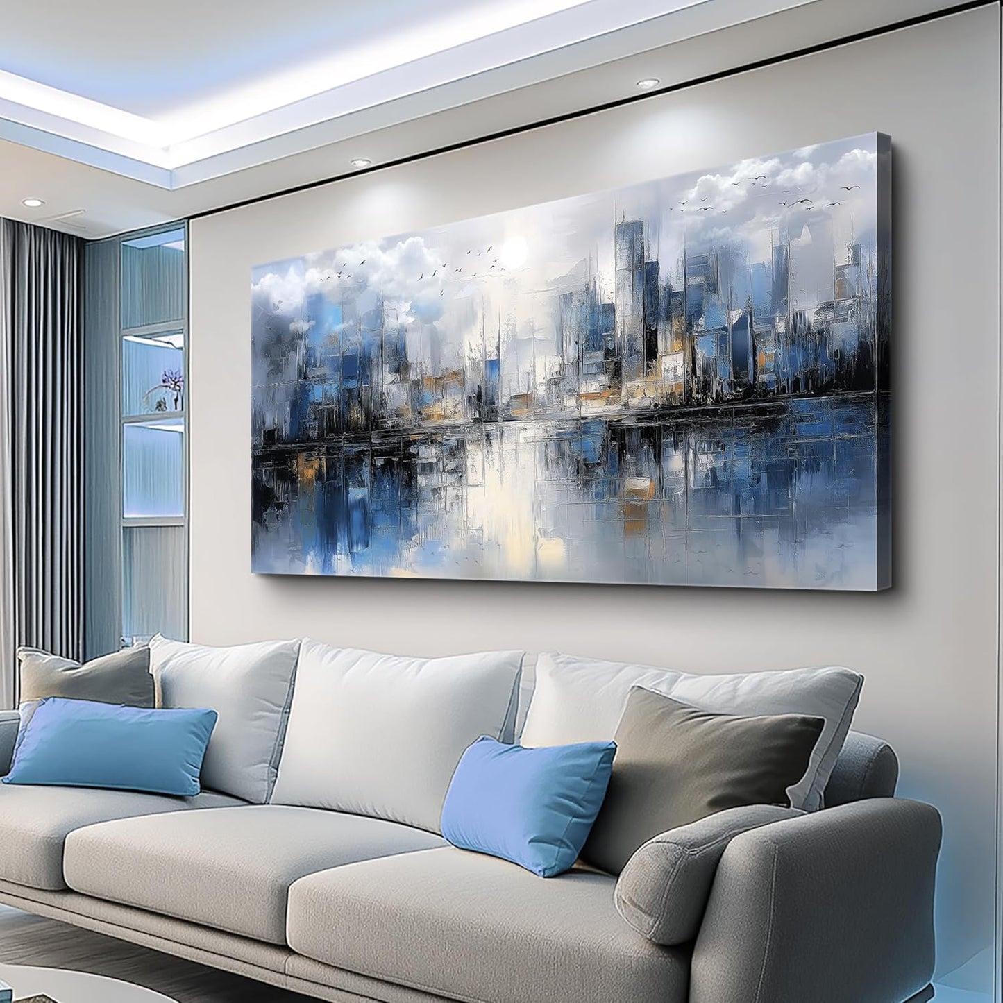 Large Wall Decor for Living Room Canvas Wall Art for Office Wall Decorations for Bedroom Abstract Watercolor Painting Artwork Room Home Decor 24x48 in
