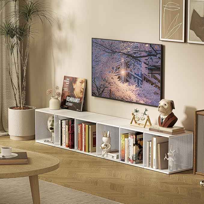 Dmevkic 2 Cube Organizer Bookshelves DIY Variable Stackable Cube Storage Organizer for Kid Bedroom,Living Room,Small Bookshelf White