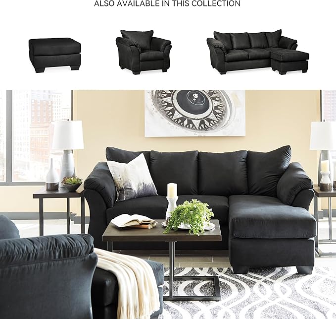 Signature Design by Ashley Darcy Casual Plush Chair, Pillow Top Armrests, Contemporary Style, Loose Seat Cushions, Soft Fabric Upholstery, Flared Arms, Black