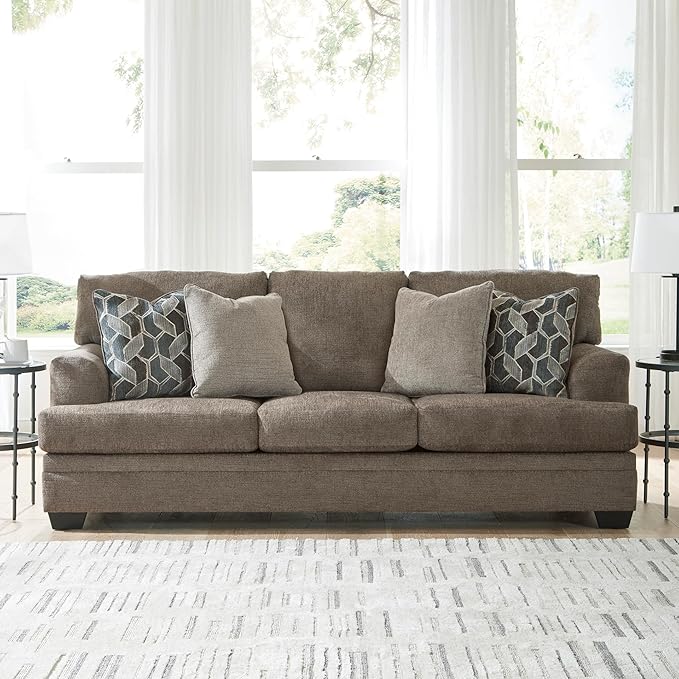 Signature Design by Ashley Stonemeade Casual Sofa with 4 Toss Pillows, Dark Brown