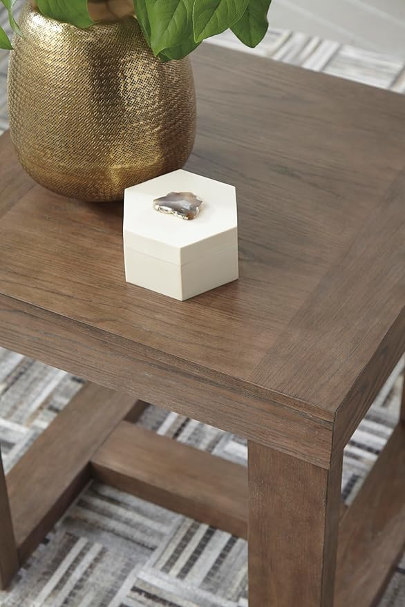 Signature Design by Ashley Cariton Contemporary Oversized Square End Table, Grayish Brown