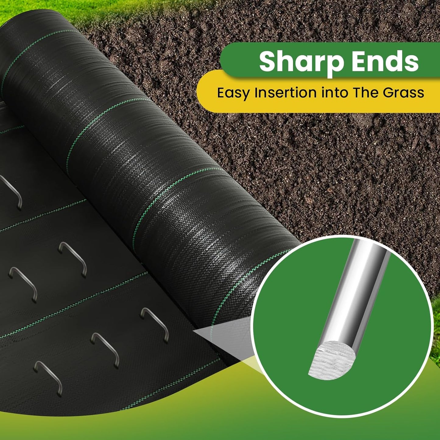 Landscape Staples 4 Inch 60 Pack, Garden Stakes Galvanized Garden Staples 11 Gauge, Plant Cover Stakes for Lawn Weed Barrier