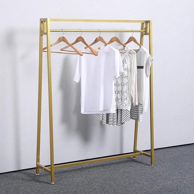 MBQQ Moden Metal Clothes Rack with Clothing Hanging Rack Organizer for Laundry Drying Rack Display Racks Garment Racks,Gold