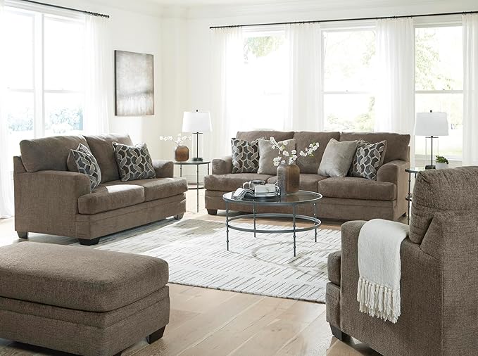 Signature Design by Ashley Stonemeade Casual Sofa with 4 Toss Pillows, Dark Brown