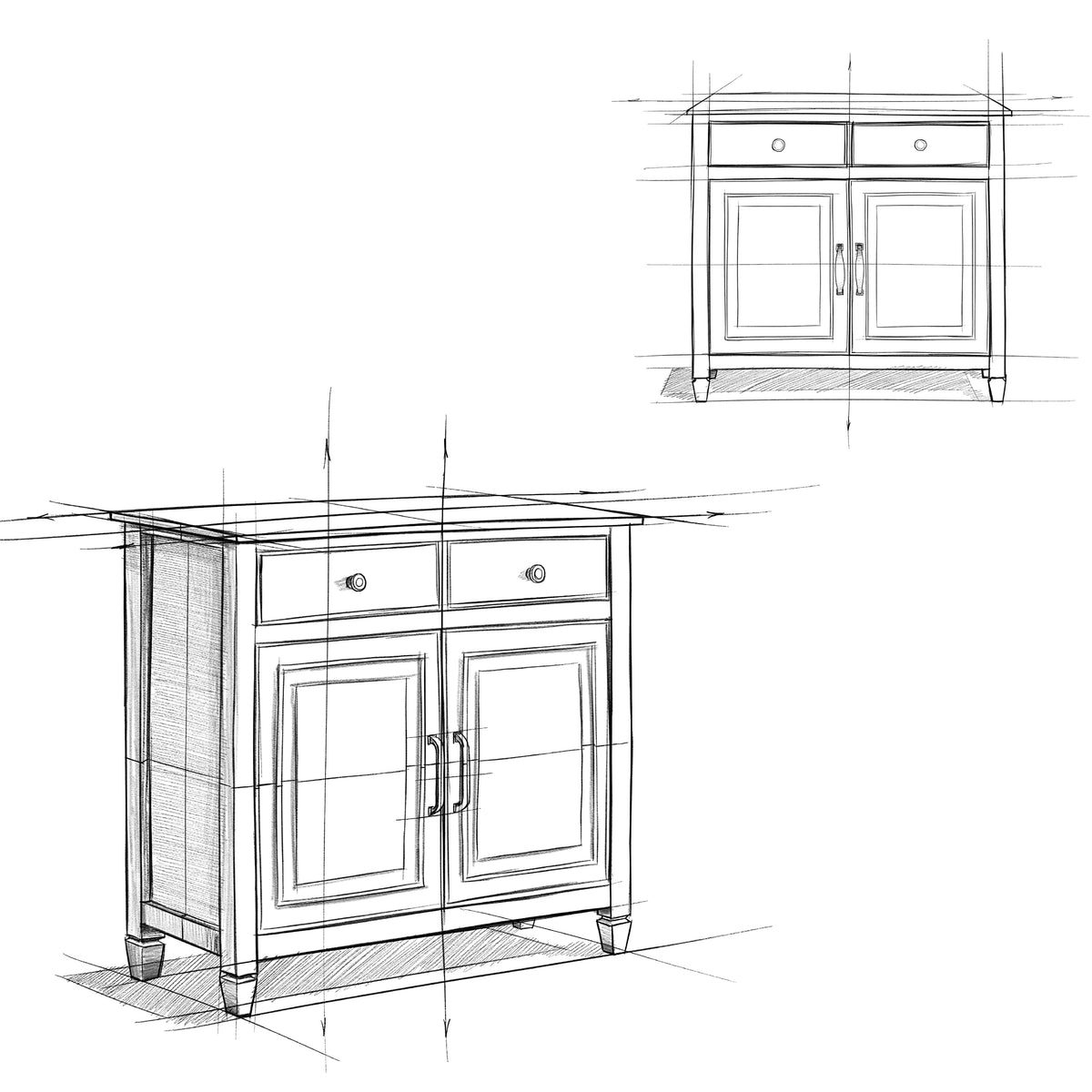 Connaught 40" Wide Solid Wood Cabinet in Distressed Coastal Blue