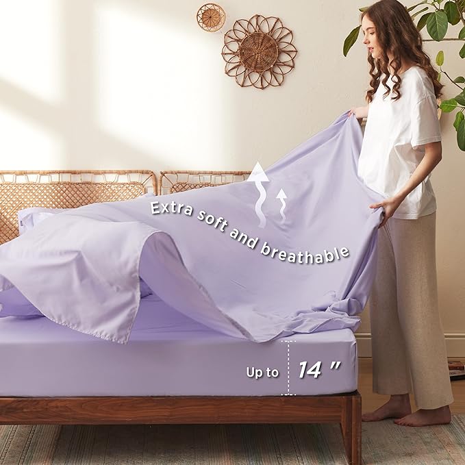 Bedsure Twin Comforter Set - 5 Pieces Floral Lavender Soft Bedding Sets, Twin Bed in a Bag with Botanical Flowers Comforter, Sheets, Pillowcase & Sham