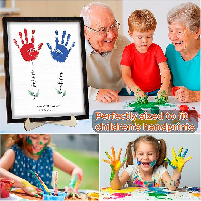 Personalized Mothers Day Handprint Gift, Kids Art Frame with Paint, Family Handprint Kit, Custom Art Craft Keepsake Sign, Gifts for New Parents, Mom, Grandma Nana, Nursery Home Decor