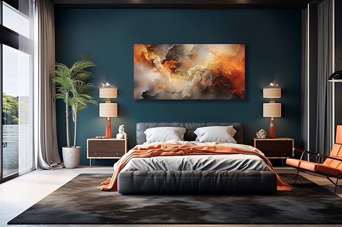 VHMING Abstract Wall Art Home Decor Orange Artwork Wall Art Prints Canvas Painting Wall Decor for Living Room Bedroom Office Decoration 20"x40"