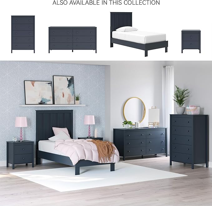 Signature Design by Ashley Simmenfort Casual Twin Platform Bed, Foundation or Box Spring Not Needed, Blue