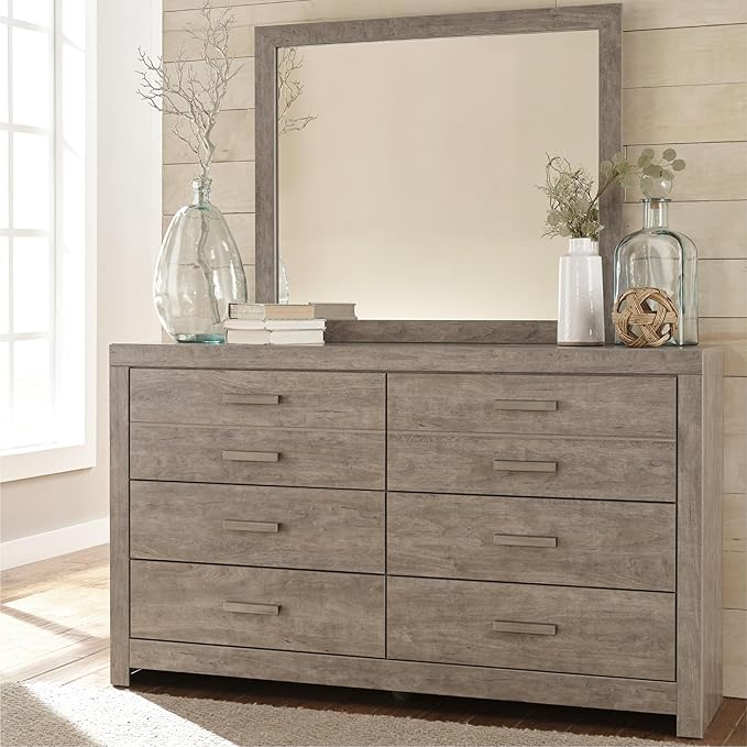 Signature Design by Ashley Culverbach Coastal 6-Drawer Dresser and Mirror with Anti-Tipping Restraint, Gray