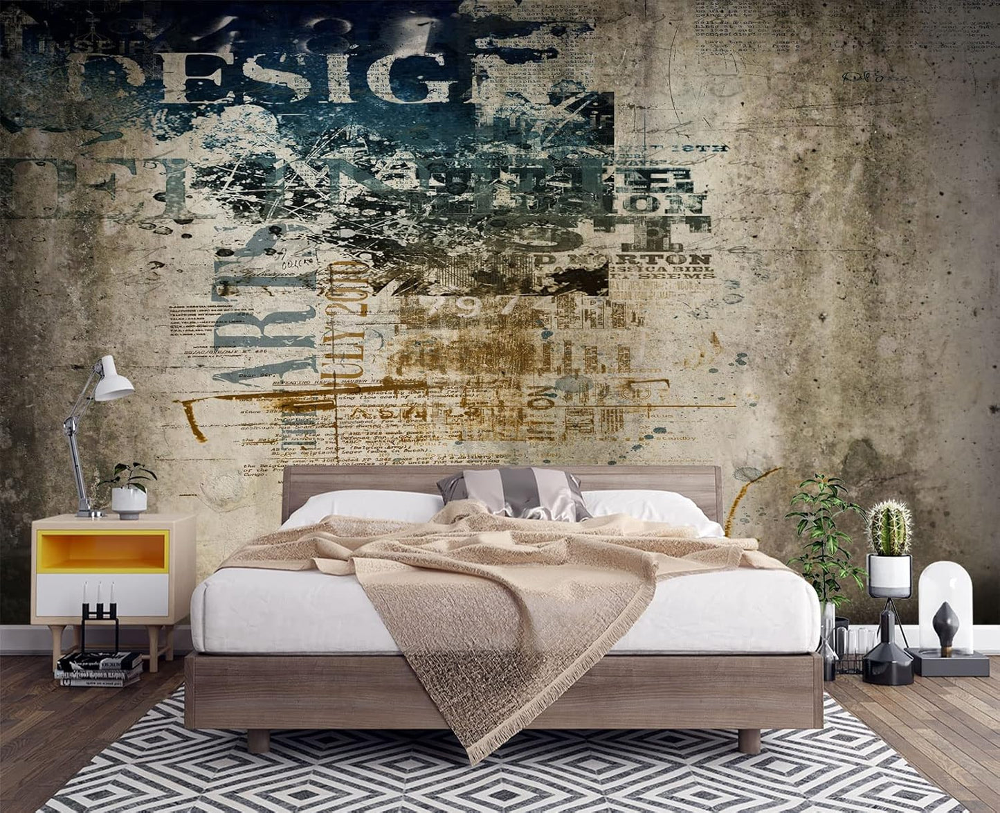 Retro Graffiti Wall Mural Wallpaper for Bedroom 103" x 69"