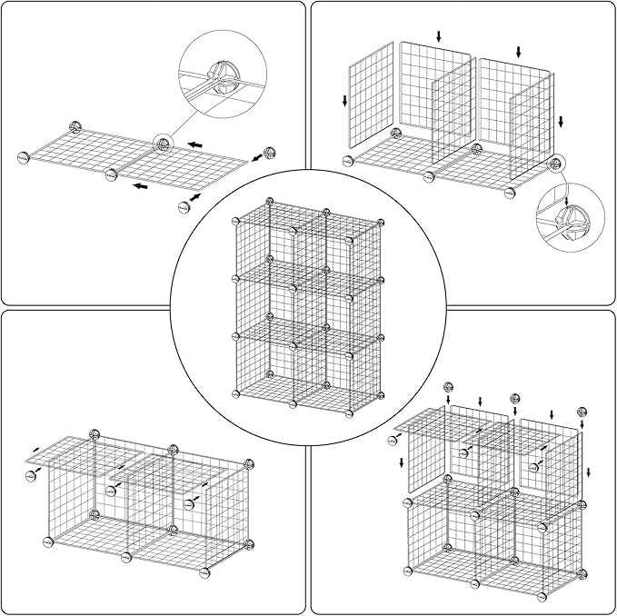 C&AHOME Wire Cube Storage, 6 - Cube Organizer Metal C Grids, Modular Shelves Units, Closet Organizer, Ideal for Home, Office, Living Room, 36.6”L x 12.4”W 36.6”H, Pink UWCS3006P