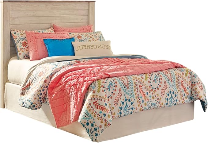 Signature Design by Ashley Willowton Cottage Farmhouse Sleigh Headboard ONLY, Full, Whitewash