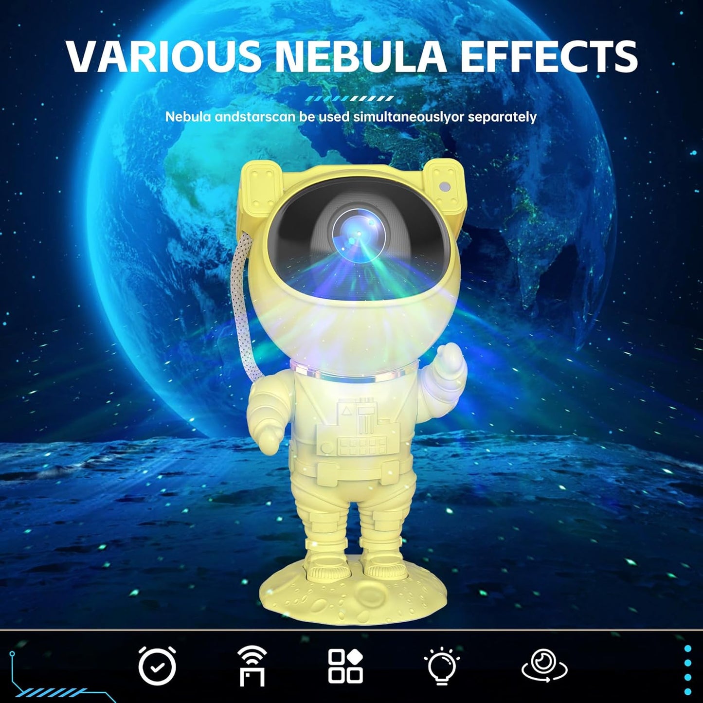 SFOUR Astronaut Galaxy Projector Night Light，Lights for Bedroom,Kids Room Decor Aesthetic, Adjustable Head Angle,Gift for Kids Adults Home Party Ceiling Decor，Christmas Gift