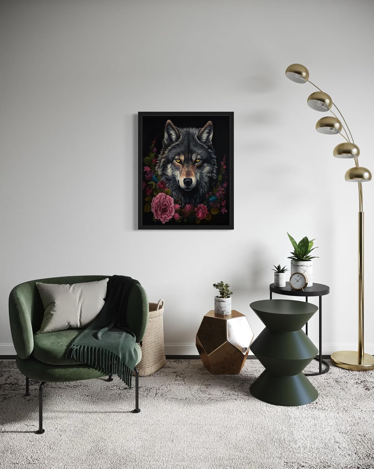 Vintage Wolf Poster Art Print, Halloween Scary Wall Art Academia Spooky Painting Decoration for Horror Prints, Gothic Posters Bedroom Decor 89 (Vintage Wolf, 8 x 10 inches, Black Frame)