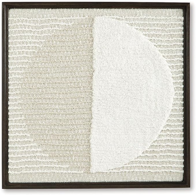 Signature Design by Ashley Bachard Minimalist Square Woven Geometric Wall Decor 30 x 30 Inches, Beige & White