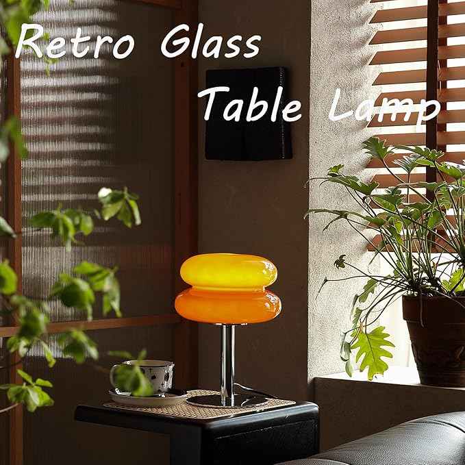Mushroom Lamp Table Lamp for Night Stands,Mid Century Modern Desk Lamps for Bedroom, Vintage Dimmable Bedside Small Lamps, Cute Cool Home Room Aesthetic Decor for Living Room(Orange Red)