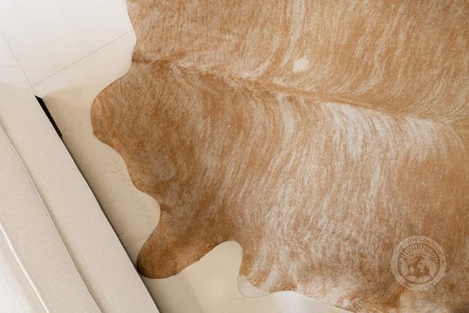 Sunshine Cowhides 100% Genuine Palomino Beige Cowhide Rug - Modern Style Animal Skin Rug & Floor Carpet for Living Room, Bedroom, Kitchen & More - Extra Large (6x7-8 Ft.)