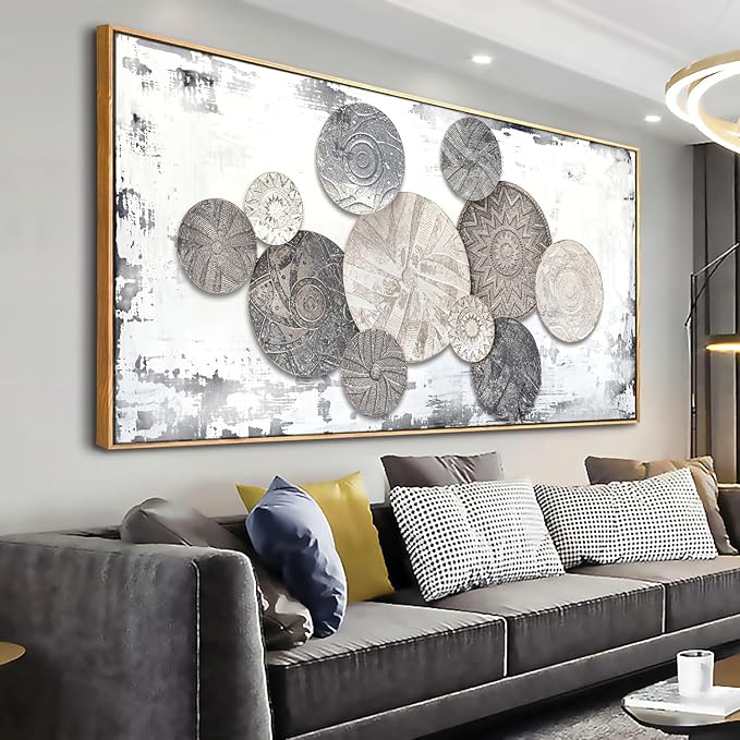 Wall Art Floral Rustic Wall Decor Brown and Grey Canvas Painting Abstract Wall Art for Bedroom Living Room Dining Room Home Office Decor 30"x60" with Framed