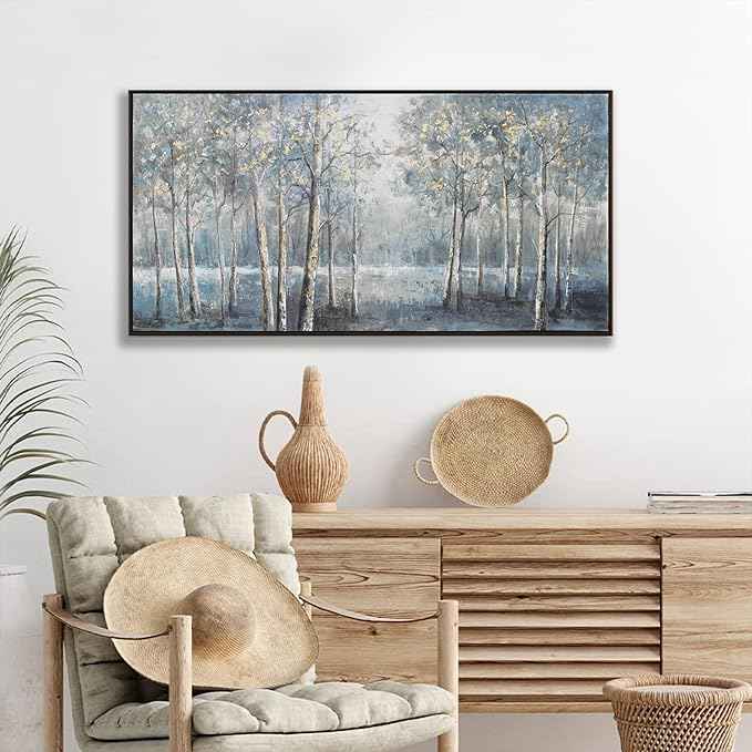 Wall Art Decor Large Maximalist Home Decor Wall Art Canvas Prints Framed Pictures Dark color system Forest Landscape Paintings for Room Wall Bedroom Office Decor 29"×58"