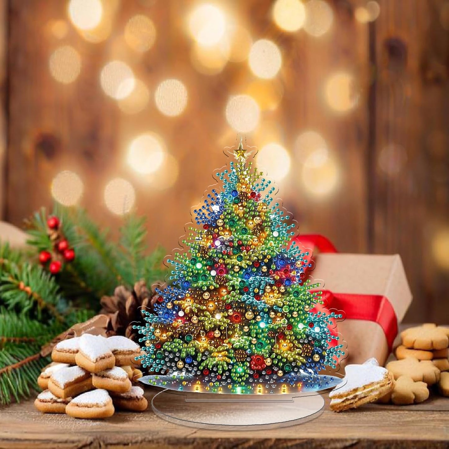 Diamond Art Kit for Adult Christmas, 5D Diamond Art Painting, Double Sided Decorative Special-Shaped Rhinestone Desktop Ornaments, DIY Acrylic Ornaments (Christmas Tree)