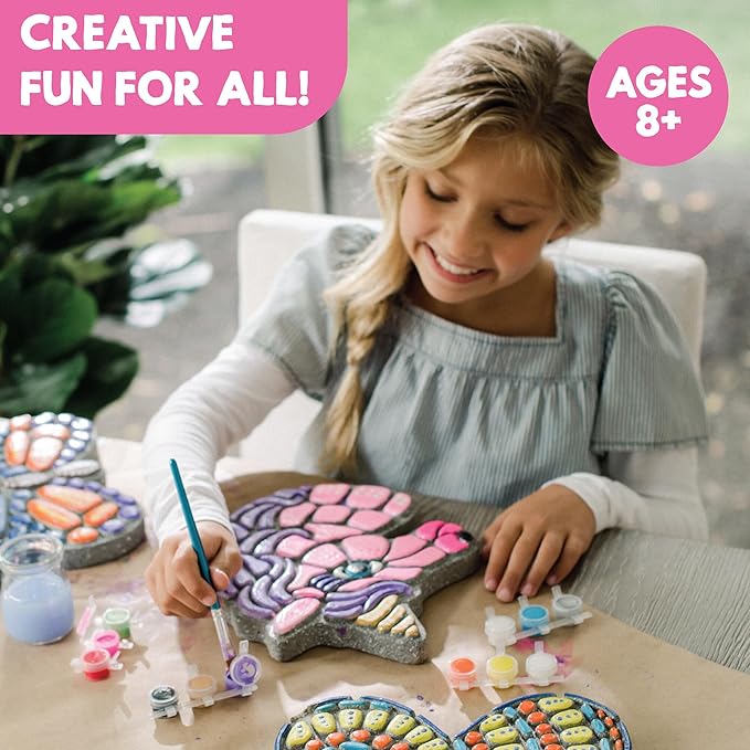 MindWare Paint Your Own Stepping Stone Unicorn - Kit Includes Weather Proof Stone, Paint and Brushes