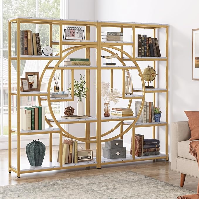 Tribesigns Bookshelf Industrial 5 Tier Etagere Bookcase, Freestanding Tall Bookshelves Display Shelf Storage Organizer with 9-Open Storage Shelf for Living Room, Bedroom