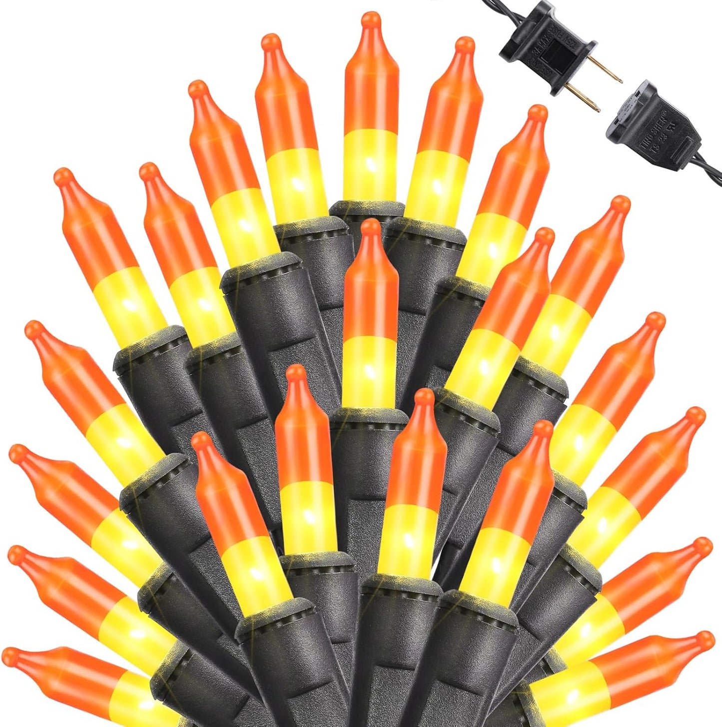 Toodour Candy Corn Halloween Lights, 75ft 300 Count Incandescent Halloween String Lights, UL Certified Connectable Mini Bulbs Yellow & Orange Light for Home, Garden, Porch, Party, Yard, Indoor Decor