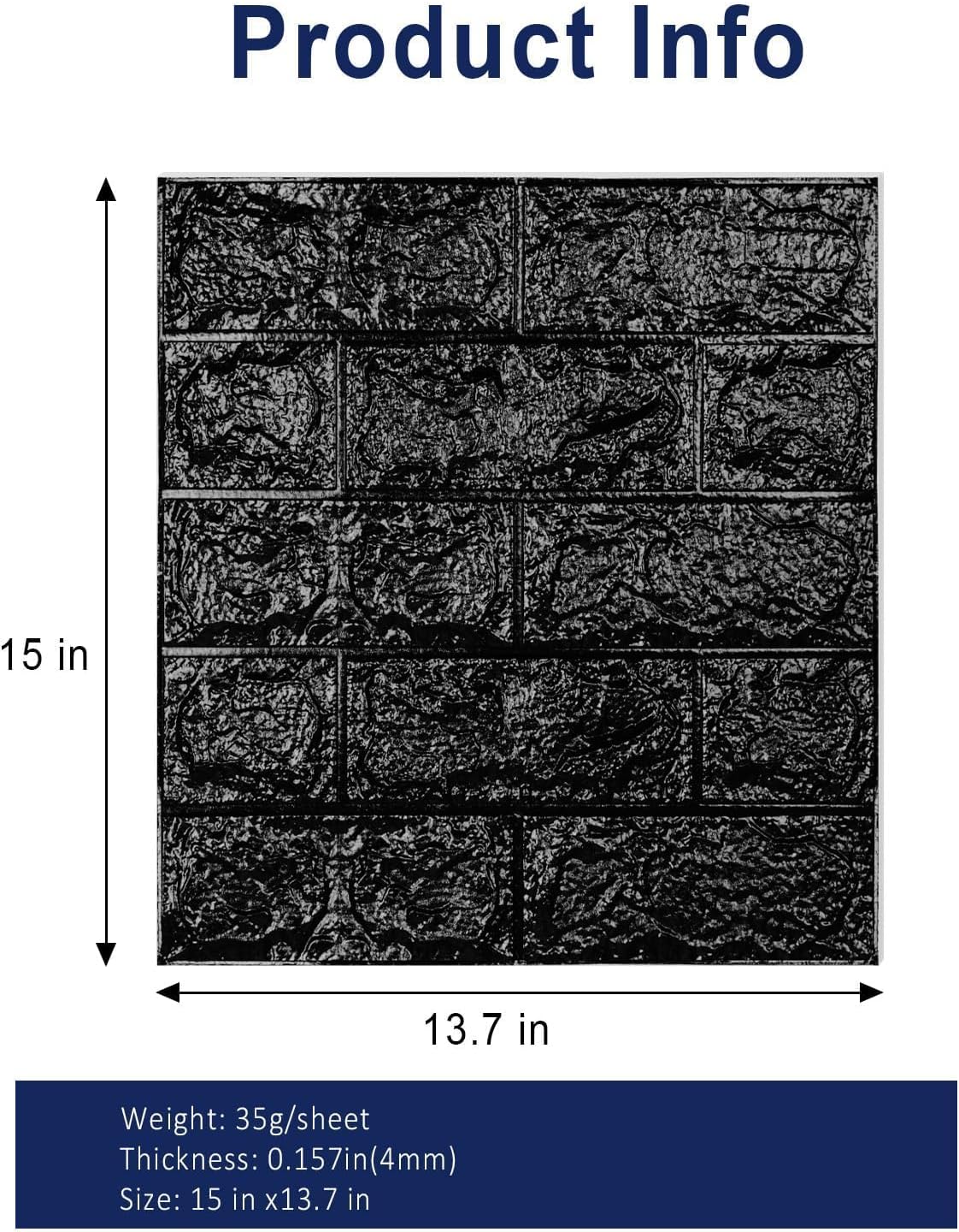 3D Wall Panels Peel and Stick，29 Sq Ft XPE Foam Stone 3D Wallpaper, Textured Faux Brick Wall Panels Black, 20PCS