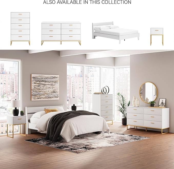Signature Design by Ashley Socalle Casual Queen Panel Platform Bed, Foundation or Box Spring Not Needed, White