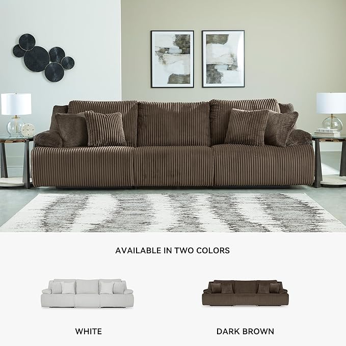 Signature Design by Ashley Top Tier Modern 3-Piece Reclining Sectional Sofa with 4 Accent Pillows, Dark Brown