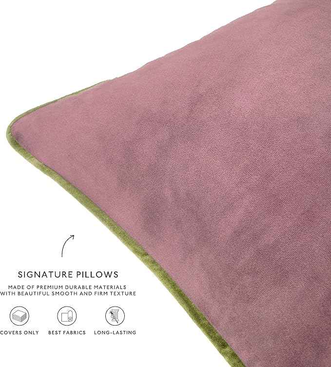 MONDAY MOOSE Decorative Throw Pillow Covers Cushion Cases, Set of 4 Soft Velvet Modern Double-Sided Designs, Mix and Match for Home Decor, Pillow Inserts Not Included (20x20 inch, Purple/Green)