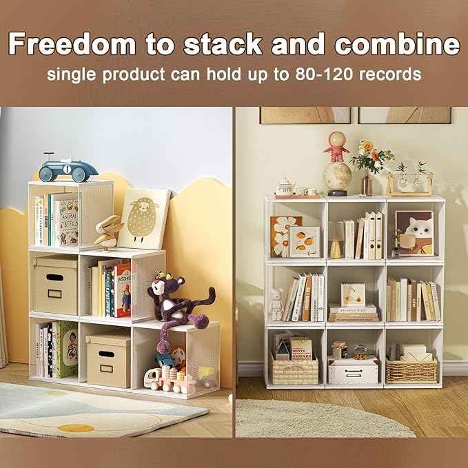 Dmevkic 2 Cube Organizer Bookshelves DIY Variable Stackable Cube Storage Organizer for Kid Bedroom,Living Room,Small Bookshelf White