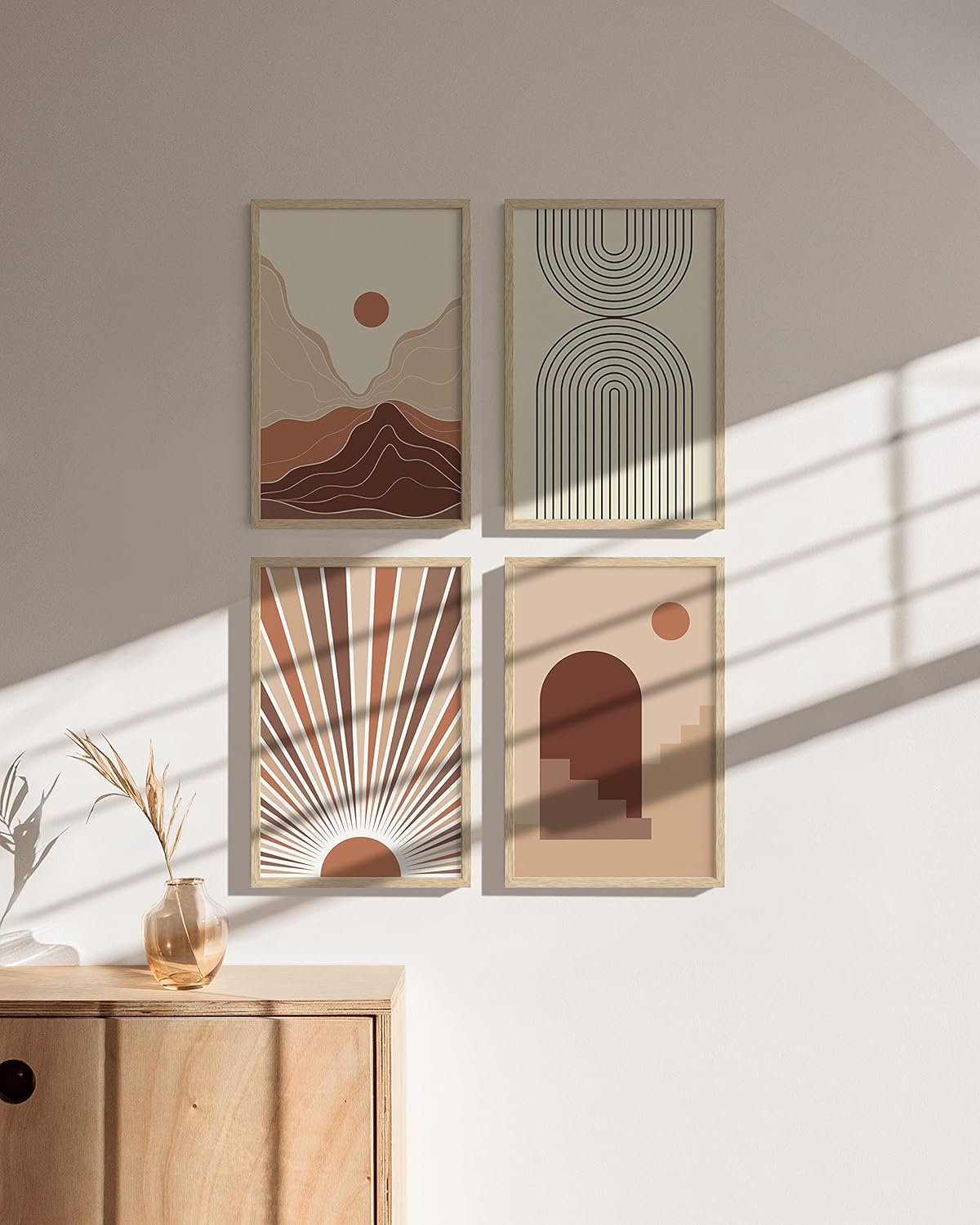 HAUS AND HUES Set of 4 11x17 Picture Frames - Natural Oak Wood Gallery Wall Set, 17x11 Frames Decor, Collage Photo Frames