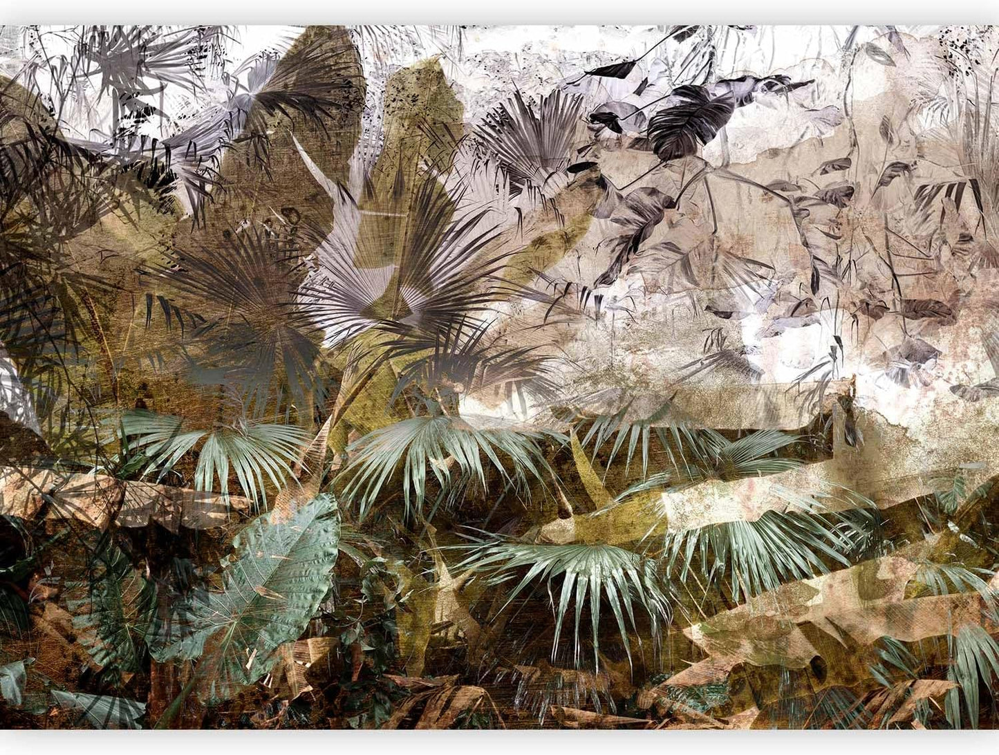 artgeist Wall Mural Tropical Leaves 197x138 in - XXL Non-Woven Wallpaper Fleece Wall Decor Photo Print Picture Image Design Jungle Nature Palm Leaves Like Painted b-C-0789-a-a