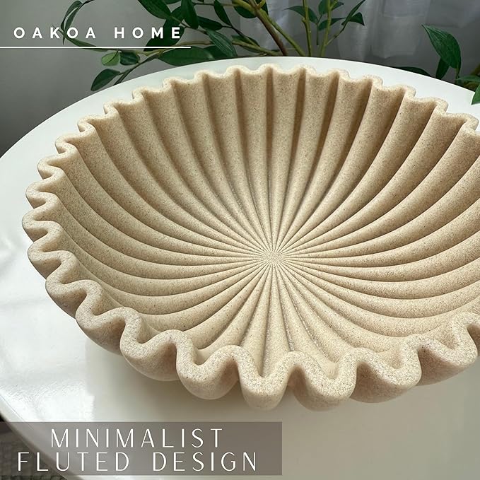OAKOA Large Decorative Bowl for Home Decor - Purse Bowl Decor - Key Bowl for Entryway Table - Coffee Table Bowl - Organic Modern Home Decor
