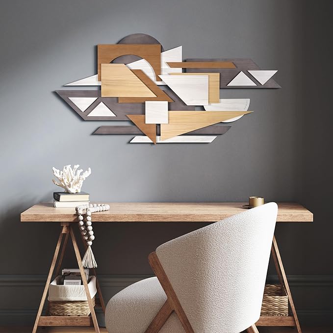 Empire Art Direct "Moonlit Mist I" Handmade Dimensional Solid Paulownia Wood Abstracts Wall Art, Ready to Hang, Living Room, Bedroom & Office, 48" x 24"x 1.42"