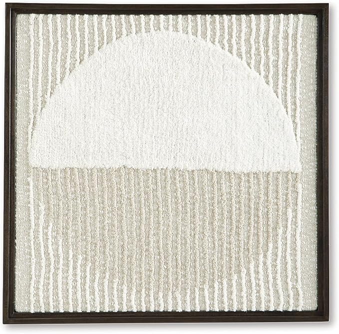 Signature Design by Ashley Bachard Minimalist Square Woven Geometric Wall Decor 30 x 30 Inches, Beige & White
