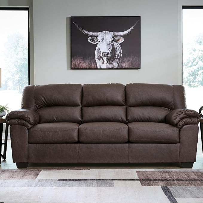 Signature Design by Ashley WalkerPoint Contemporary Sofa with Removable Cushion, Dark Brown
