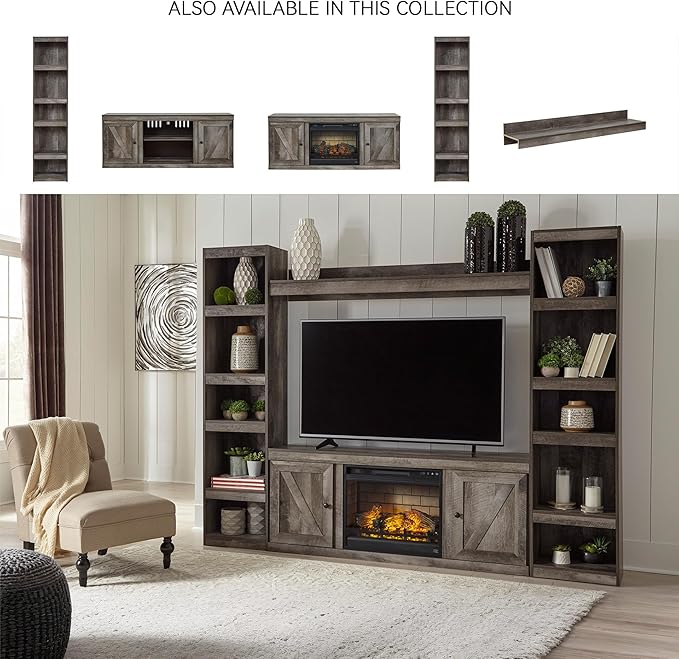 Signature Design by Ashley Wynnlow Farmhouse 4-Piece Entertainment Center for TVs up to 69", Gray
