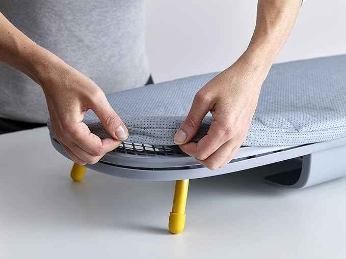 Joseph Joseph Pocket Folding Tabletop Ironing Board with Iron Holder and Wall Mount, Compact Space-Saving, Grey/Yellow