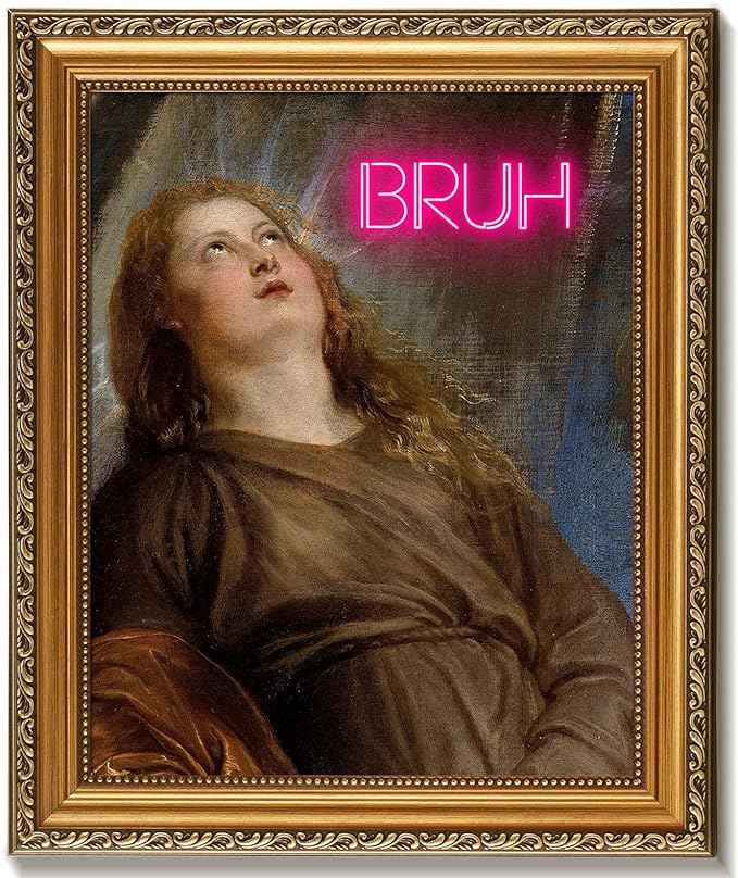 uniro Vintage Gold Framed Wall Art for Home Decor, Retro Funny Bathroom Wall Decor Canvas Artwork, Trendy Funky Wall Art Maximalist Decor, Eclectic Home Bathroom Alternative Fun Art Print Aesthetic Poster for Bathroom, Living Room, Desktop decor - 8x10...