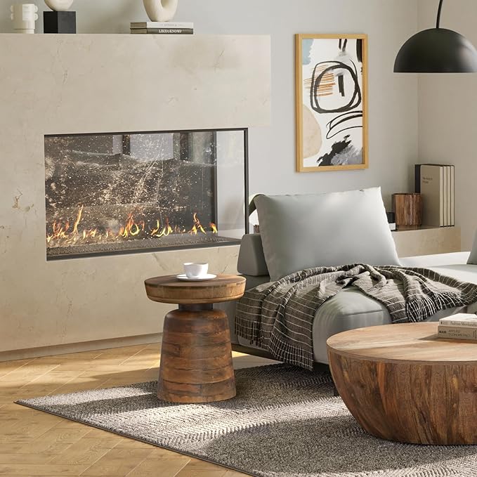 SIMPLIHOME Robbie Accent Table - 16 inch Wide Solid Mango Wood End Table in Walnut Brown, Boho Contemporary Rustic Side Table for Living Room or Bedroom with Multipurpose Function, Assembled
